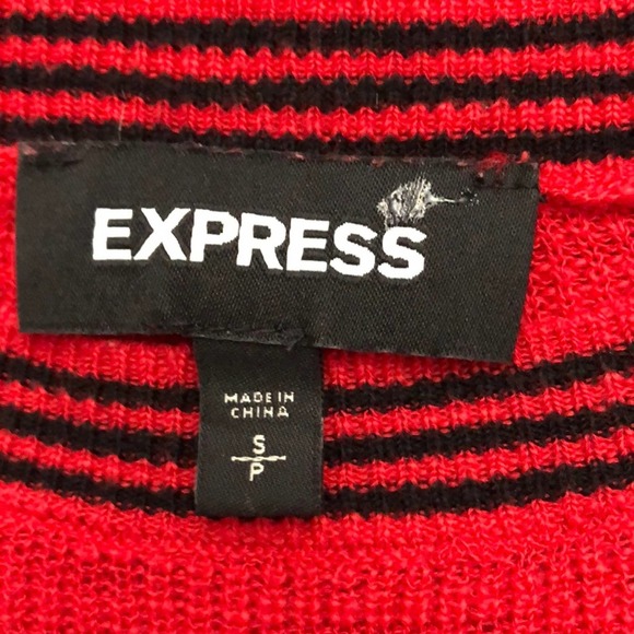 Express Red Striped Circle Hem Oversized Tunic Sweater Size Small ( NWOT) - Picture 10 of 12